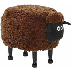 Pouf Contenitore per Bambini Finta Pelliccia Marrone con Gambe Legno Sheep