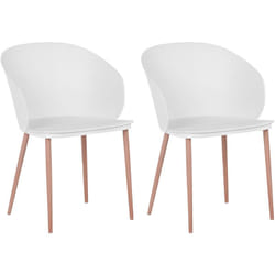 Beliani - Set di 2 Sedie da Pranzo in Materiale Sintetico Bianco Gambe in Metallo Blaykee