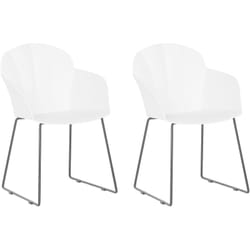 Beliani - Set 2 Sedie da Pranzo in Materiale Sintetico Bianco Gambe Metallo Nero Sylva