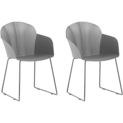 Set 2 Sedie da Pranzo in Materiale Sintetico Nero Gambe Metallo Nero Sylva
