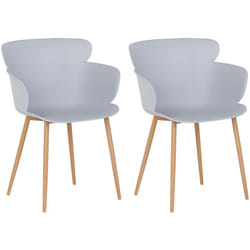 Set 2 Sedie Materiale Sintetico Grigio Gambe Metallo Schienale Ergonomico Sumkley