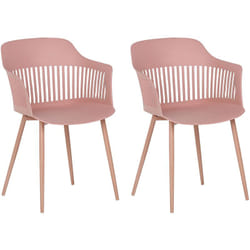 Set 2 Sedie in Materiale Sintetico Rosa Gambe Metallo Schienale Aperto Bereca