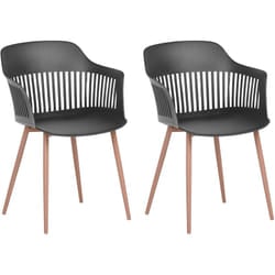 Set 2 Sedie in Materiale Sintetico Nero Gambe Metallo Schienale Aperto Bereca