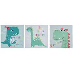 Beliani - Set di 3 Stampe su Tela Multicolore con Dinosauri 30 x 30 cm Bingui