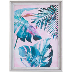 Beliani - Quadro da Parete con Cornice Stampa Blu e Rosa Tema Botanico 30 x 40 cm Agena