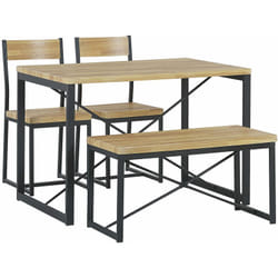 Set da Pranzo Piano Legno Chiaro Struttura in Acciaio Nero 110 x 70 cm Flixton