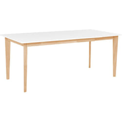 Tavolo da Pranzo Allungabile mdf Bianco con Gambe in Legno di Gomma Sola