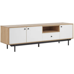 Beliani - Armadio Porta tv in Legno Chiaro e Bianco per tv Fino a 75 Pollici Itaca