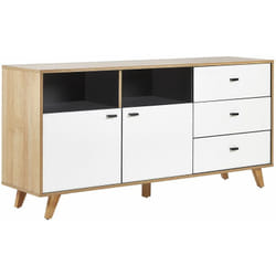Credenza Colore Legno Chiaro e Bianco 3 Cassetti Stile Scandinavo ilion