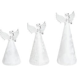 Beliani - Set di 3 Figure di Angeli Decorativi Bianchi con Illuminazione a led Kittila