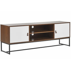 Moderno Mobile Porta tv mdf Colore Legno Scuro / Bianco con 2 Ante Nueva