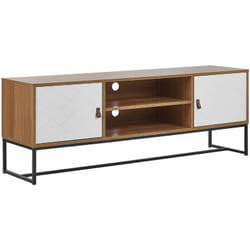 Moderno Mobile Porta tv mdf Colore Legno Chiaro / Bianco con 2 Ante Nueva