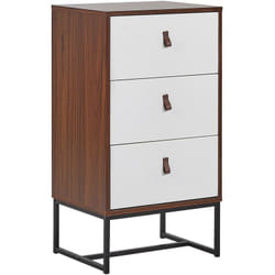 Cassettiera Legno Scuro Gambe in Metallo Bianco Portaoggetti 91 x 49 cm Nueva