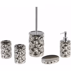 Accessori da bagno assortiti. Apri le porte all'eleganza dello stile glamour con questo set di 5 accessori da bagno. Composto ...