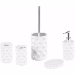 Accessori da bagno assortiti. Apri le porte all'eleganza dello stile glamour con questo set di 5 accessori da bagno. Composto ...