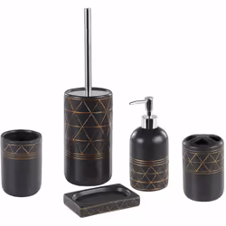 Accessori da bagno assortiti in stile retrò Art Déco. Apri le porte all'eleganza dello stile glamour con questo set di 5 acce ...