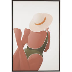 Quadro su Tela Incorniciato Stampa Donna Marrone e Bianco 63 x 93 cm Feltrina
