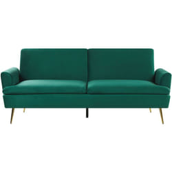 Beliani - Divano Letto Velluto Verde Scuro 3 Posti Click Clack Gambe Metallo Dorato Vettre