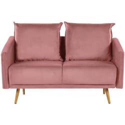 Divano in Velluto Rosa 2 Posti Cuscini Sfoderabili 130 x 78 x 68 cm Maura