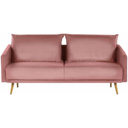 Beliani - Divano Velluto Rosa 3 Posti Schienale Imbottito Gambe Dorate Maura