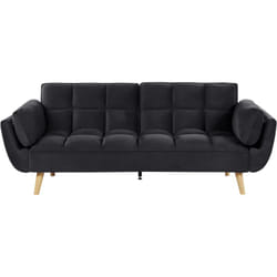 Beliani - Divano Letto in Velluto Nero 3 Posti Gambe in Legno Imbottito in Schiuma Asby
