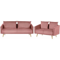 Beliani - Set Soggiorno 5 Posti in Velluto Rosa Gambe Dorate Glamour Maura