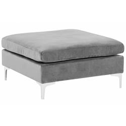 Ottomana in Velluto Grigio con Cuscino Superiore Gambe Metallo Argento Evja