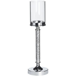 Beliani - Portacandele in Metallo Argento Paralume in Vetro Centrotavola 48 cm Abbeville