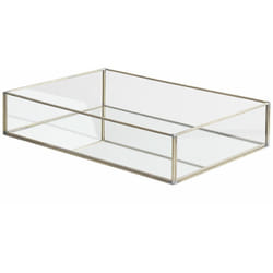 Beliani - Vassoio Decorativo Rettangolare in Metallo Argentato e Vetro 30 x 20 cm Grenoble