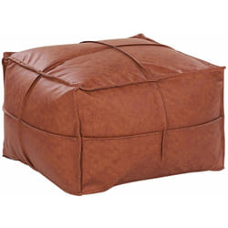 Pouf Moderno Pelle Sintetica Quadrato 60 x 45 cm Marrone Bori