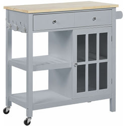 Carrello da Cucina Portavivande Grigio e Legno Chiaro con Cassetti Genoa