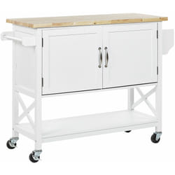 Carrello da Cucina Portavivande Bianco e Legno Chiaro con Cassetti Mele