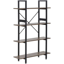 Libreria Industriale 4 Scaffali Legno Scuro Struttura Nera Darby