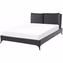 Elegante letto grande in ciniglia. Porta l'eleganza in camera da letto con questo letto con rete a doghe dal design classico. ...