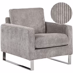 Poltrona moderna in colore grigio. Questa poltrona presenta una struttura robusta, grazie ai suoi piedini in acciaio inossida ...
