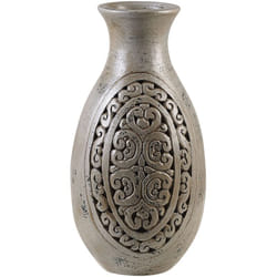 Beliani - Vaso Decorativo Argilla Grigia con Motivo Ispirazione Greca Megara