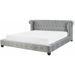 Letto Matrimoniale 180 x 200 cm Velluto Grigio Chesterfield Cavaillon