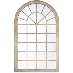 Beliani - Specchio da parete in metallo beige 77 x 130 cm finestra ad arco decorazione vintage Trevol