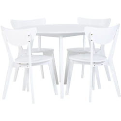 Set Tavolo rotondo e 4 sedie da cucina mdf in legno Bianco Roxby