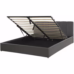 Struttura letto in similpelle con contenitore. Porta l'eleganza in camera da letto con questo letto con rete a doghe. Realizz ...