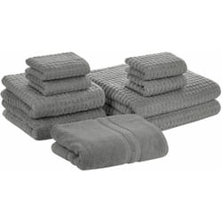Set di 9 Asciugamani da Bagno in Morbido Cotone Low Twist Grigio Atai