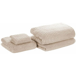 Set di 4 Asciugamani da Bagno in Morbido Cotone Low Twist Beige Atai