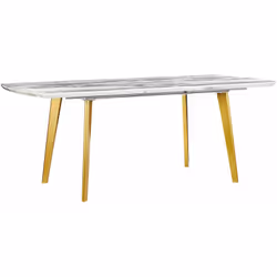 Tavolo da pranzo estendibile effetto marmo. Rinnova il tuo spazio con questo tavolo da pranzo rettangolare. Realizzato in MDF ...