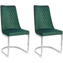 Set di 2 Sedie da Pranzo Cantilever in Velluto Verde Altoona