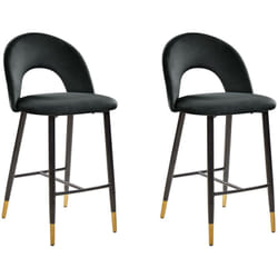 Set di 2 Sgabelli da Bar Retrò Glamour in Velluto Nero Falton