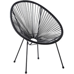 Beliani - Sedia Moderna Rotonda in Rattan Spaghetti Nero Acapulco ii