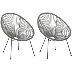Set di 2 Sedie Moderne Rotonde in Rattan Spaghetti Grigio Scuro Acapulco ii