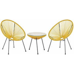 Set da Balcone Moderno in Rattan Spaghetti Giallo Acapulco ii