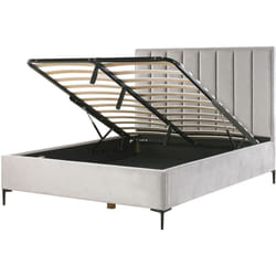 Letto Matrimoniale con Contenitore in Velluto 160 x 200 cm Grigio Sezanne