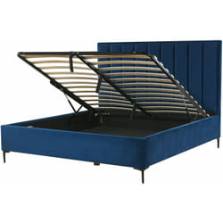 Letto Matrimoniale con Contenitore in Velluto 180 x 200 cm Blu Sezanne
